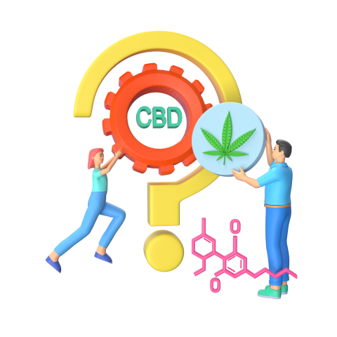 Research team working on CBD oil - 3D image