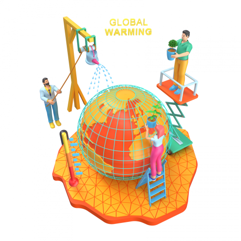 Save earth from global warming - 3D image