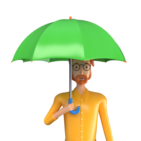 Businessman holding an umbrella - 3D image