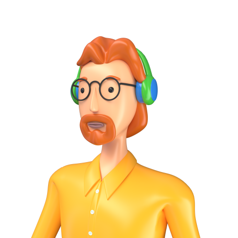 Businessman with a headphone - 3D image
