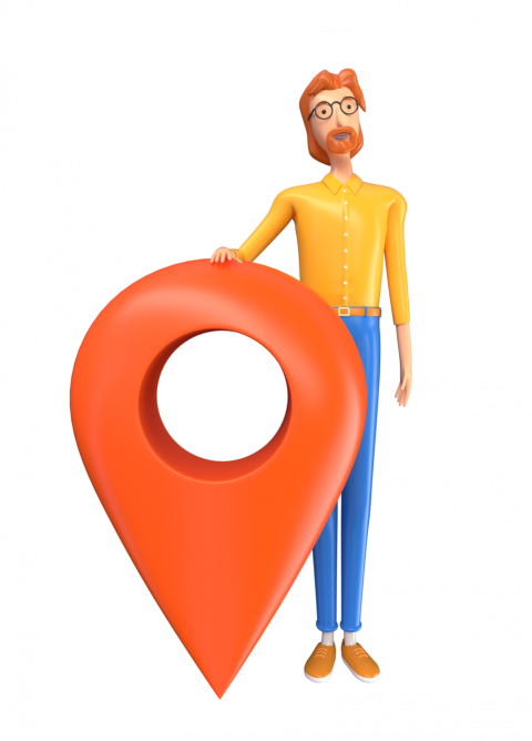 Businessman  with a location pin - 3D image
