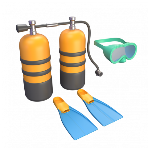 Scuba Diving Equipment - 3D image